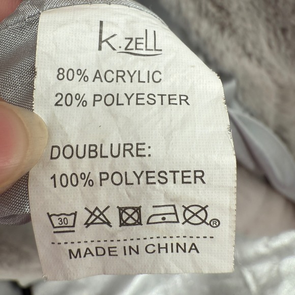 K Zell Mode‎ Statement Faux Fur Coat Jacket Women's Sz S Gray Luxury Teddy Bear - Picture 13 of 15